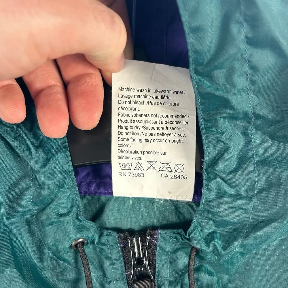 Vintage Helly Hansen Quarter-Zip Rain Jacket – Teal & Purple – Men's Medium